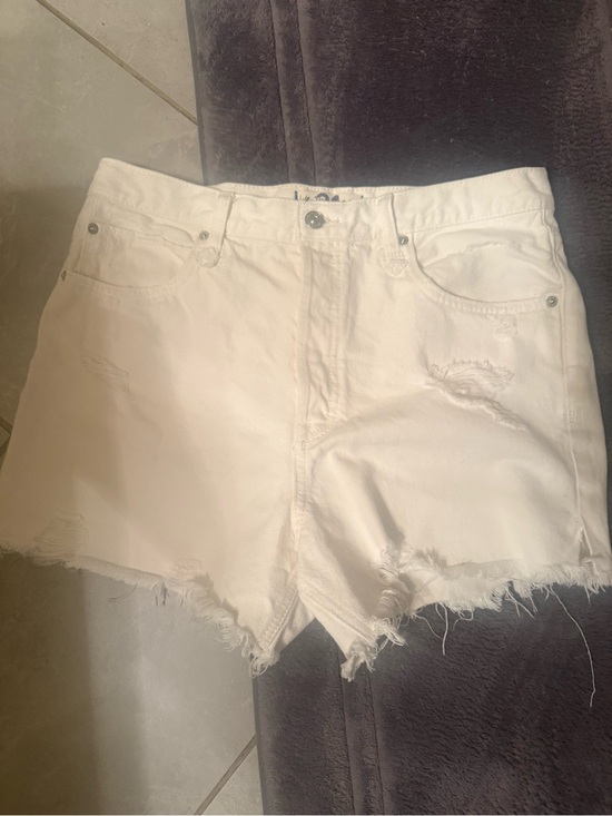 31 Bits Pants - 31 Bits White Distressed High-Rise Denim Shorts